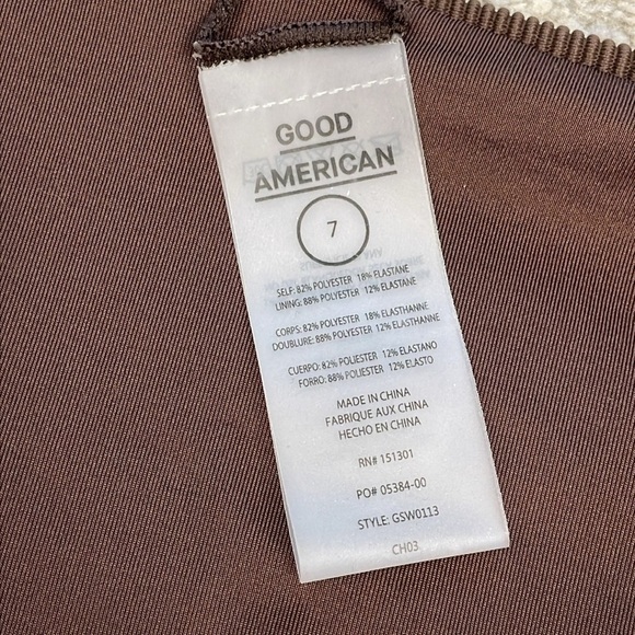 New Good American Ribbed Better Bikini Bottom Swim Cheeky Brown Sz 7 - Picture 5 of 9